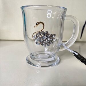Crystal Swan Glass Mug with Gold Detail